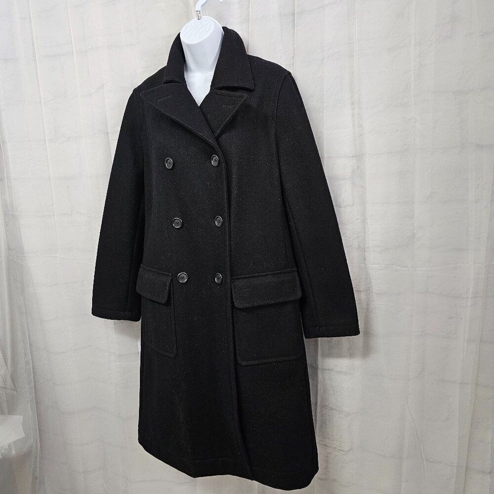 Vintage J. Crew Black Pea Car Coat Wool Blend Preppy Military Winter M - Picture 8 of 15